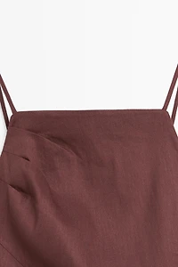 Strappy stretch linen blend midi dress