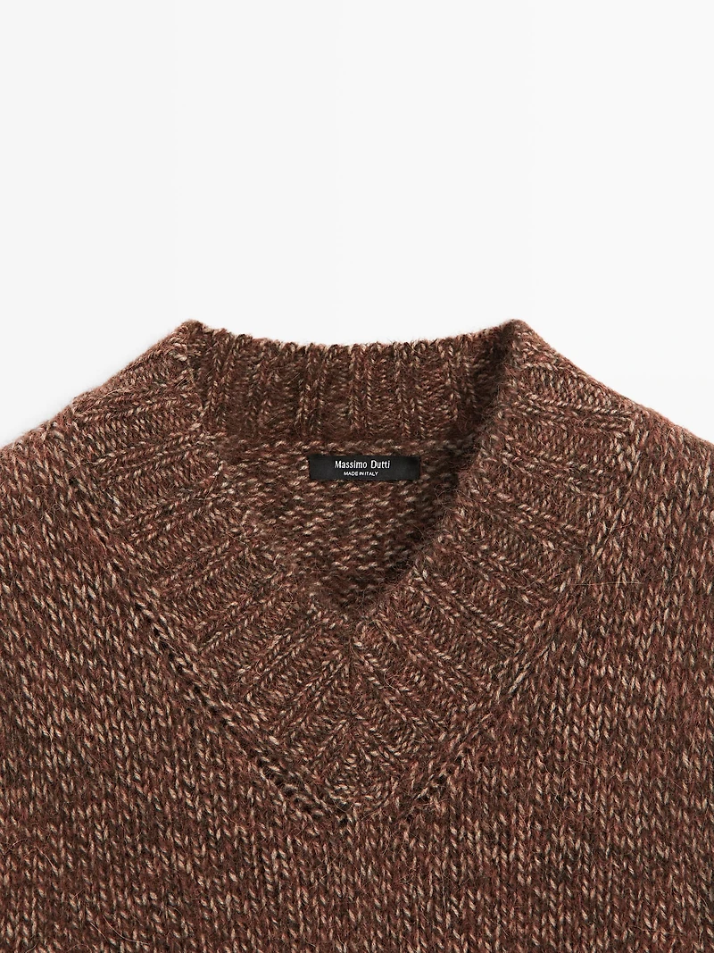 Flecked alpaca and felt texture vest