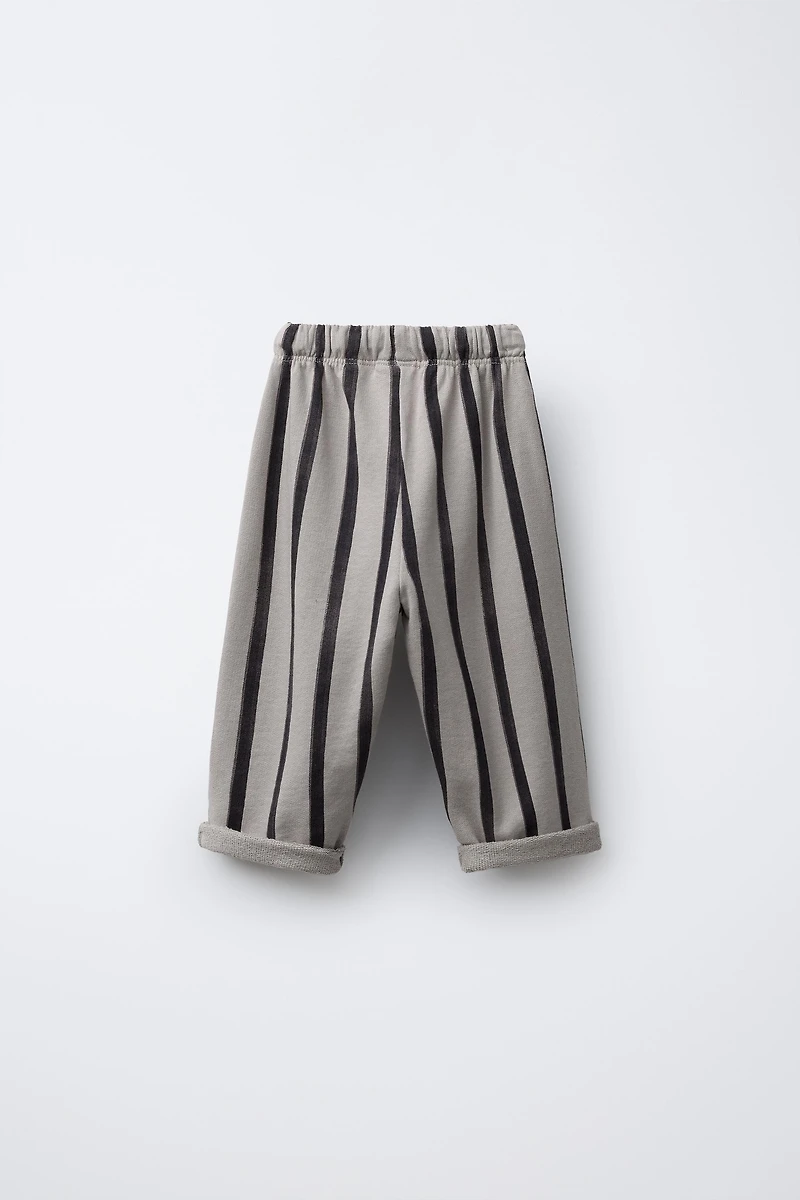 STRIPED BAGGY PLUSH PANTS