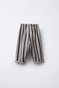 STRIPED BAGGY PLUSH PANTS