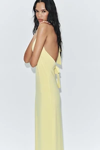 TIED HALTER MIDI DRESS
