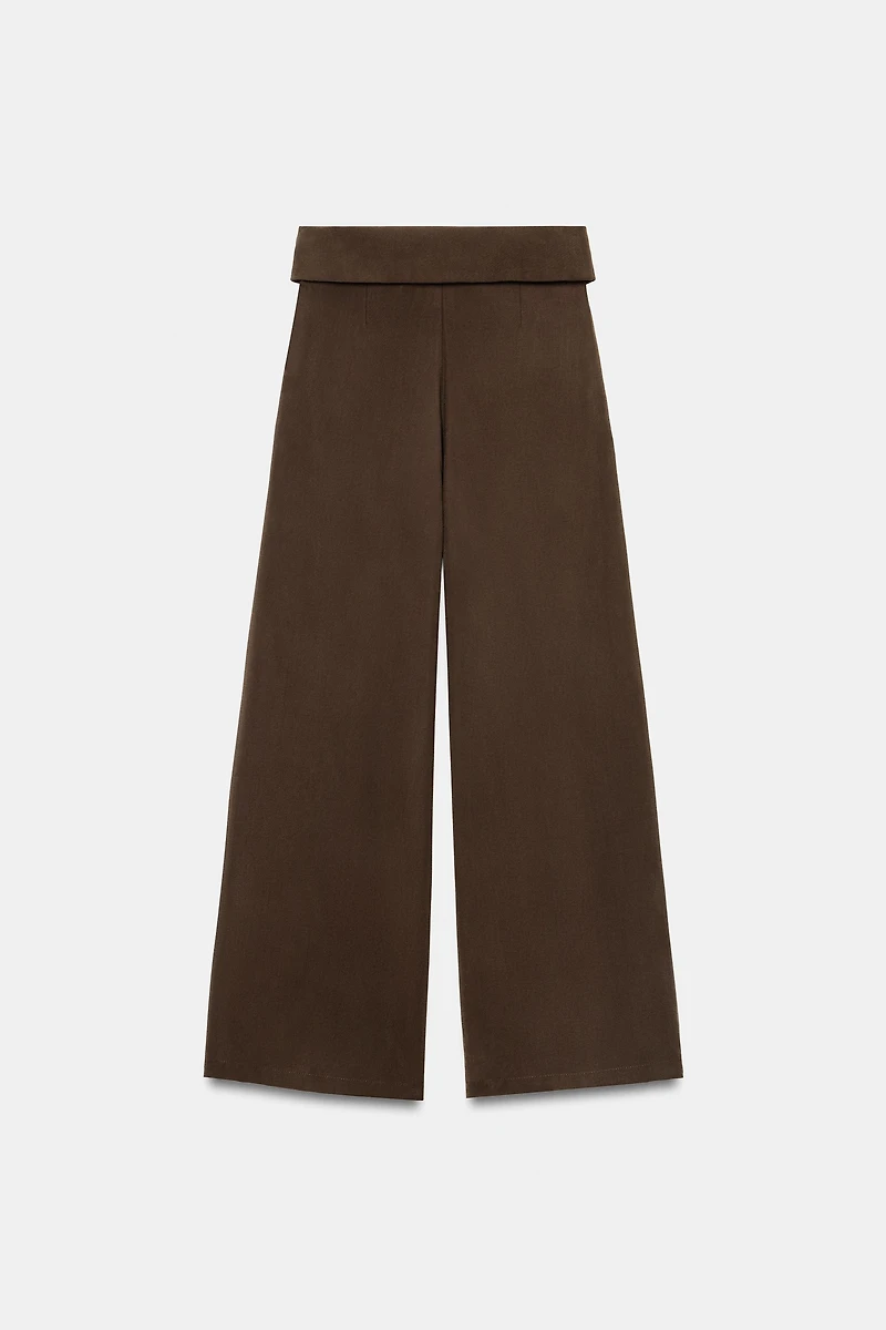 PLEATED PANTS WITH FOLD-OVER WAIST