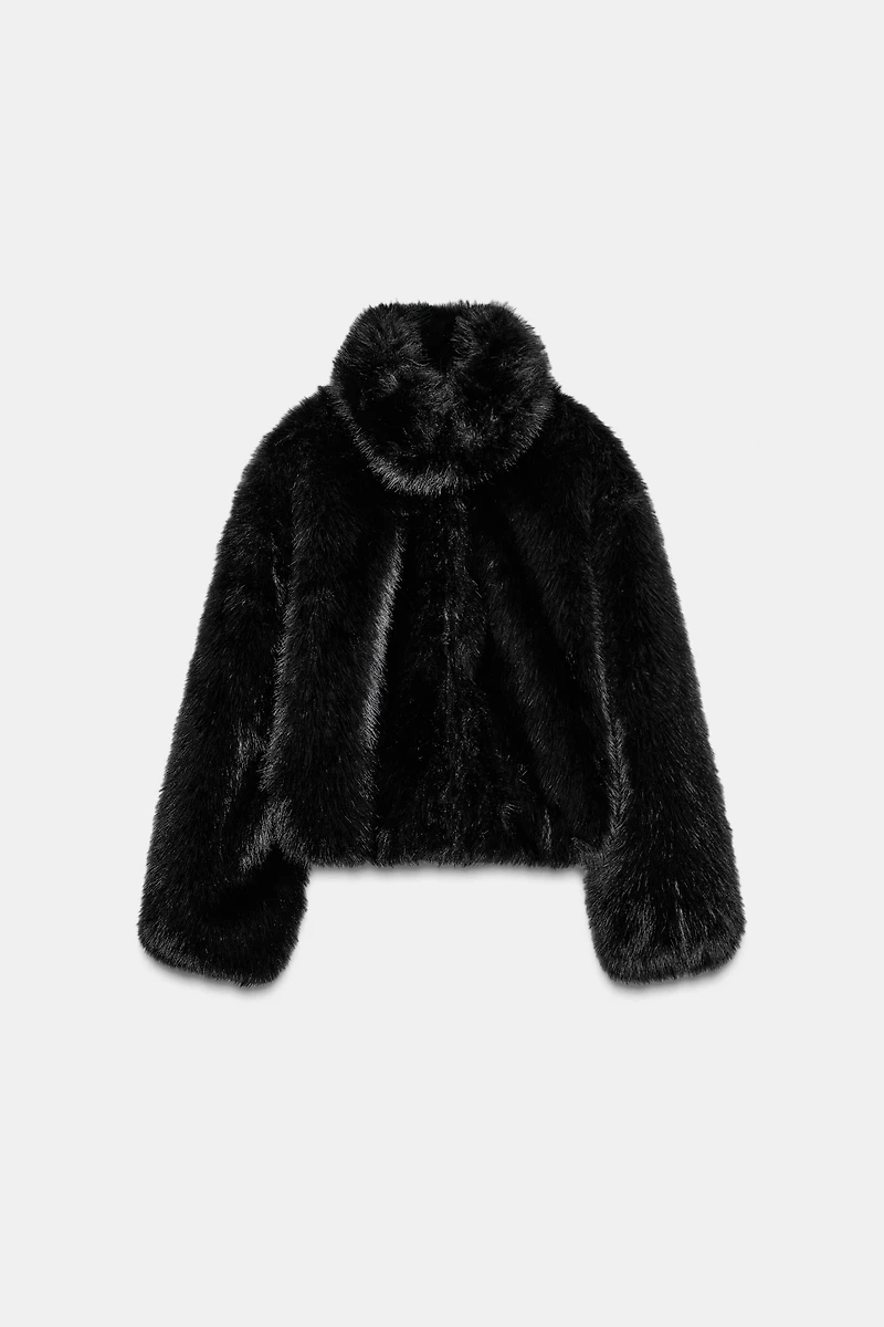 MANTEAU COURT EFFET FOURRURE