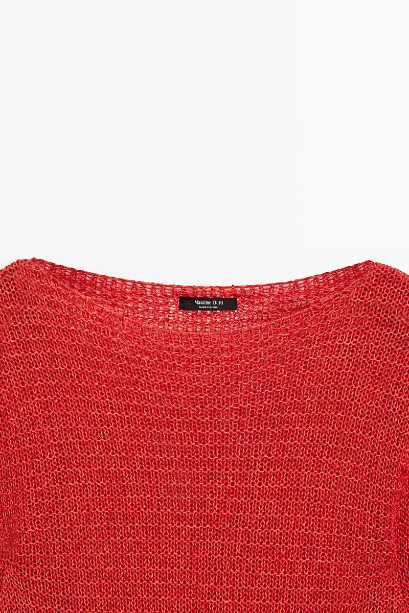 Boat neck knit sweater