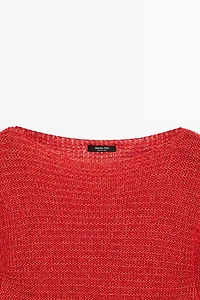 Boat neck knit sweater