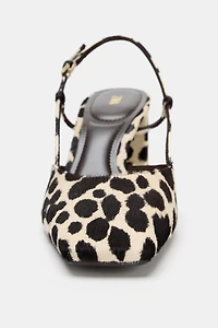 ANIMAL PRINT LEATHER SLINGBACK SHOES