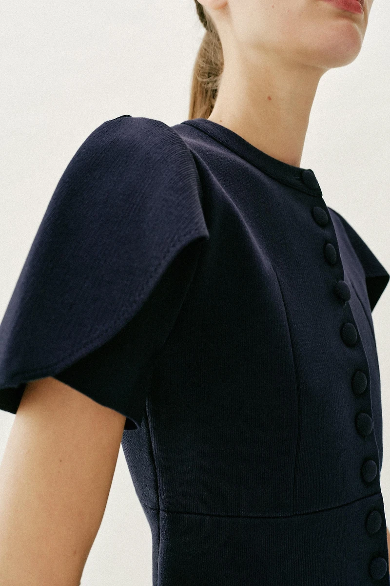PUFF SLEEVE CARDIGAN WITH SLITS