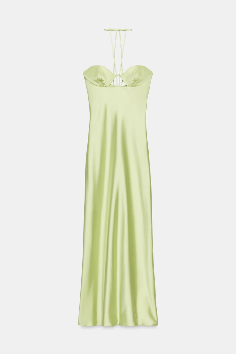 SATIN EFFECT MIDI DRESS