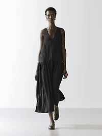 Flowing pleated midi dress
