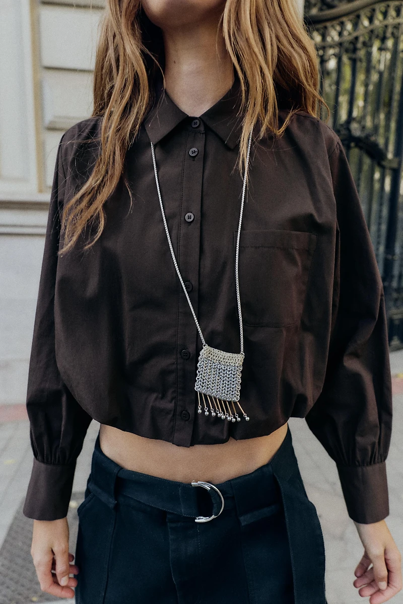 CROPPED POPLIN BALLOON SHIRT