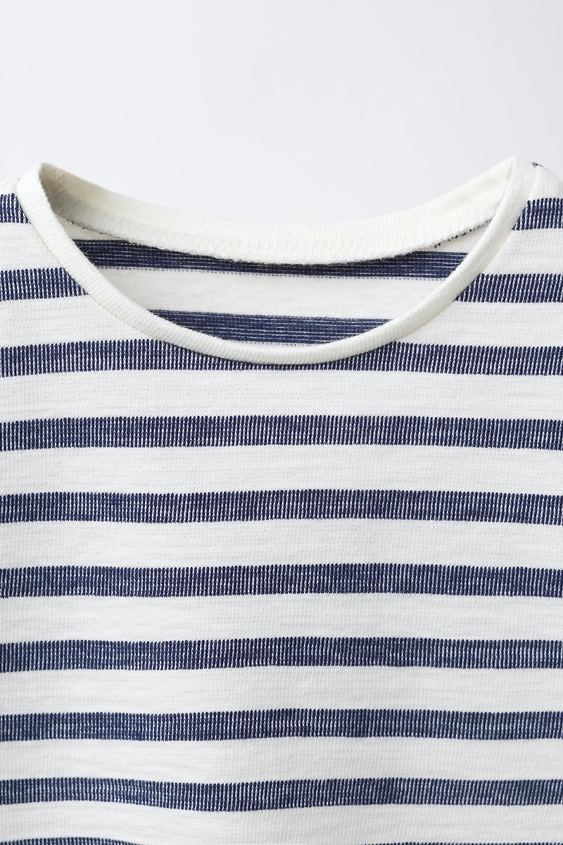 WOVEN STRIPED RUFFLE TOP