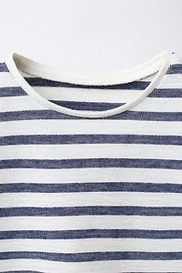 WOVEN STRIPED RUFFLE TOP