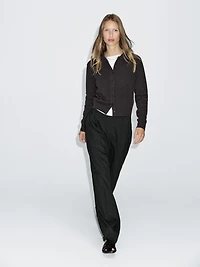Mid-rise wide-leg pinstripe trousers