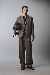 RELAXED FIT TEXTURED SUIT WIDE-LEG PANTS