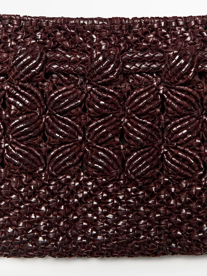 Nappa leather macramé pouch bag