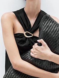 Halter top with removable brooch detail