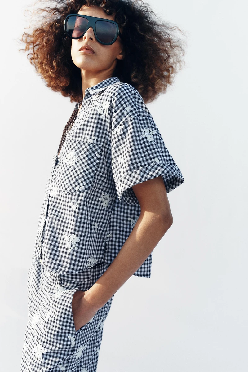EMBROIDERED PLAID SHIRT