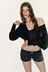 TRF LOW-RISE DENIM MINI SHORTS