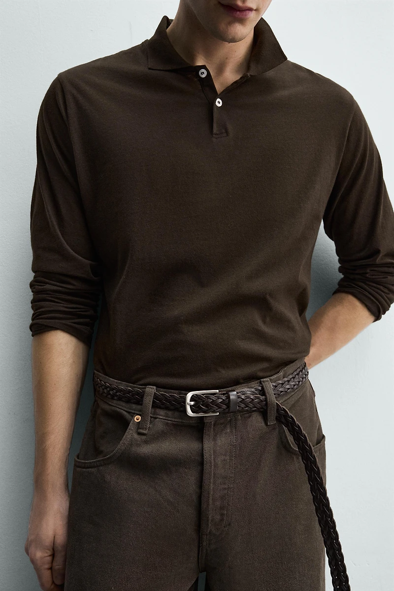 REGULAR FIT COTTON TEXTURED POLO