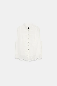 EMBROIDERED JEWEL BUTTON TOP