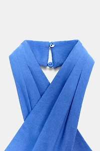 LINEN HALTER MIDI DRESS
