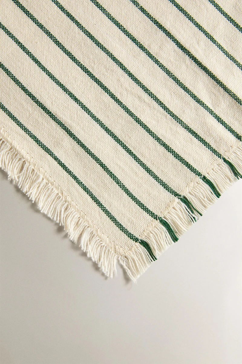PACK SERVIETTES RAYURES ET FRANGES (LOT DE 2)
