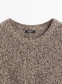 Wool blend mouliné knit cape with fringing