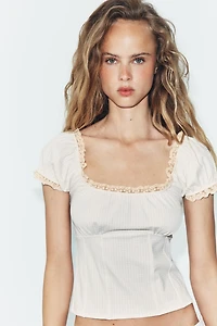GINGHAM LACE TOP