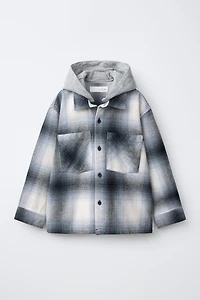PLAID OVERSHIRT WITH DETACHABLE HOOD