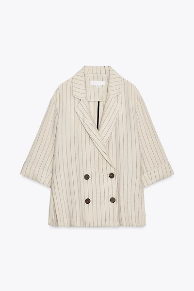 STRIPED DOUBLE BREASTED BLAZER