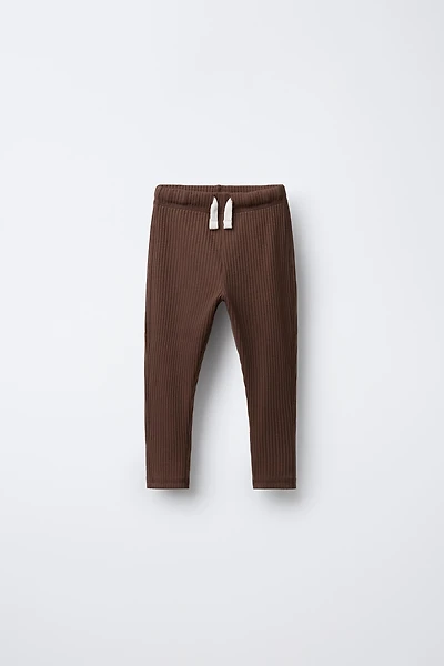 RIBBED LEGGINGS WITH LABEL