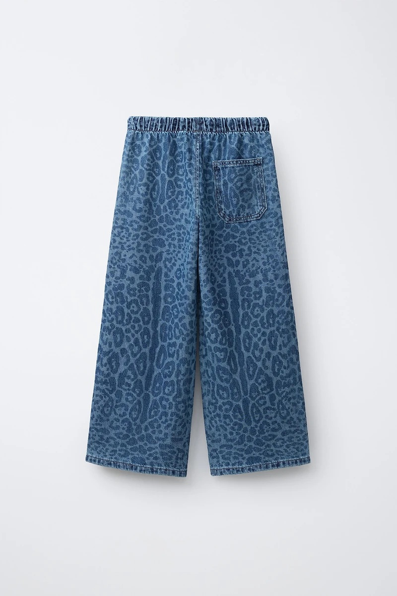 JEANS WIDE LEG ANIMAL PRINT