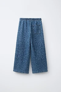 JEANS WIDE LEG ANIMAL PRINT