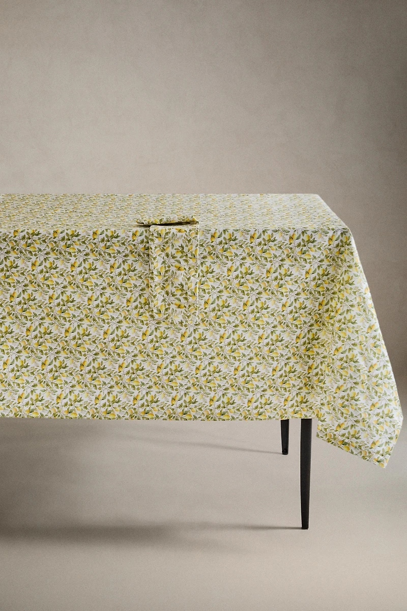 LEMON RESIN-COATED COTTON TABLECLOTH