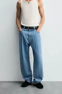 TEXTURED STRIPED JEANS
