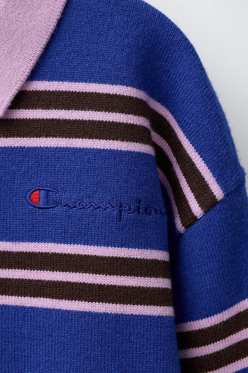PULL EN MAILLE RAYÉ BRODÉ CHAMPION ® X ZARA