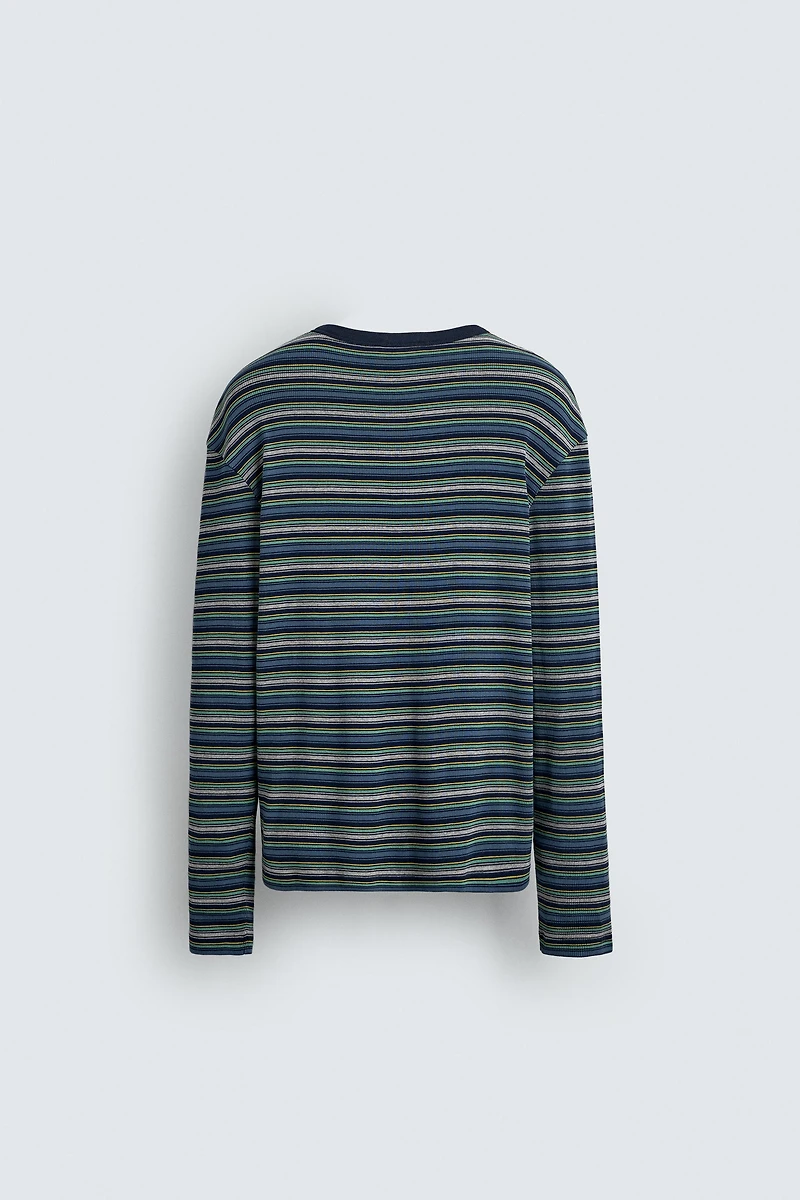 STRIPED RIBBED T-SHIRT