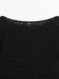 Cotton blend openwork crochet sweater
