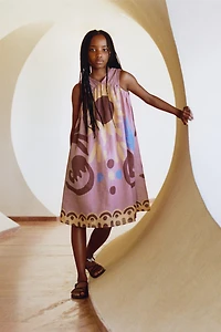 100% RAMIE PRINTED DRESS