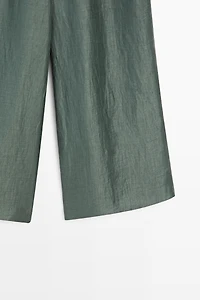 Flowing wide-leg linen blend trousers