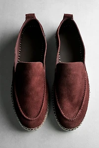 Leather espadrilles with moc toe