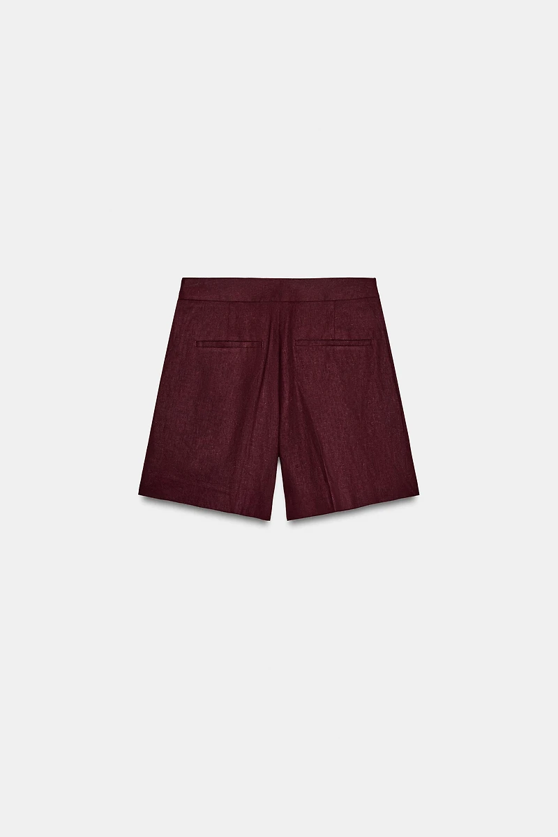 SHORT À PINCES AVEC LIN