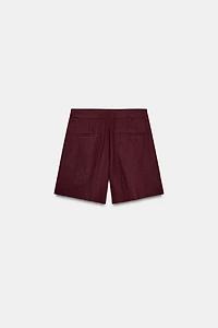 SHORT À PINCES AVEC LIN