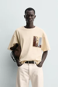MIXED TEXTURE PATCH T-SHIRT