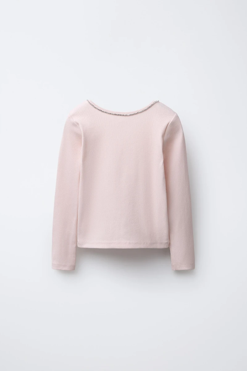 JEWELED RIB T-SHIRT