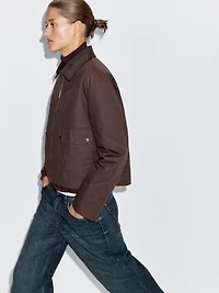 Short jacket with corduroy collar detail