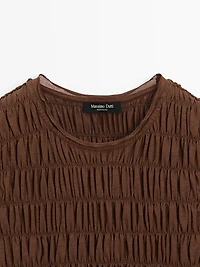 Gathered cotton blend top