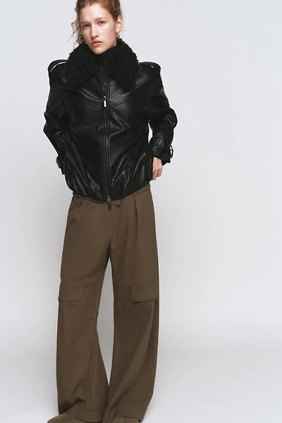 FAUX LEATHER BOMBER JACKET ZW COLLECTION