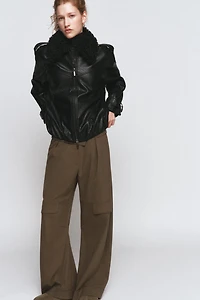 FAUX LEATHER BOMBER JACKET ZW COLLECTION