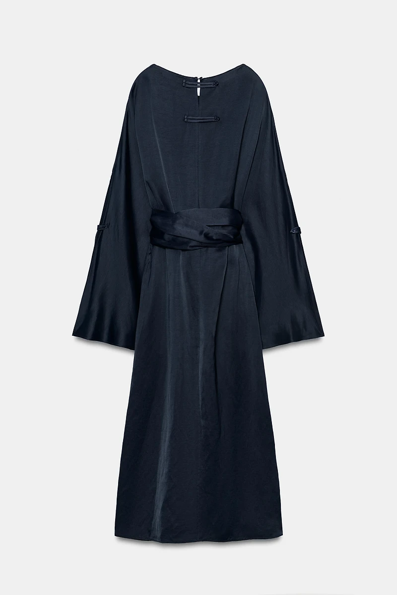 ZW COLLECTION LINEN BLEND BELTED MIDI DRESS